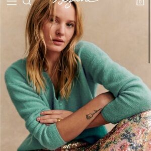 Sezane Barry Cardigan XXS Light Blue/Green